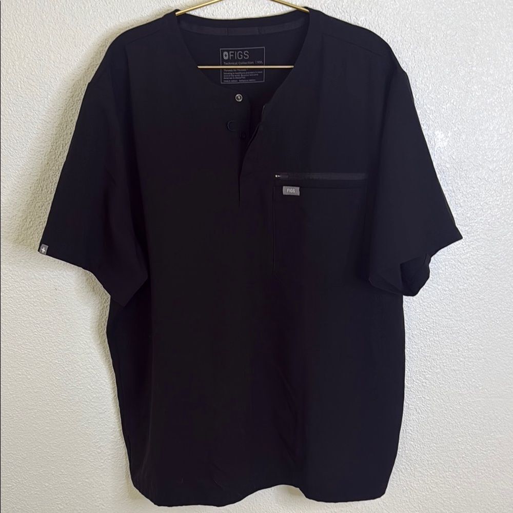 Figs Men's Casual Black Button Down Shirt
